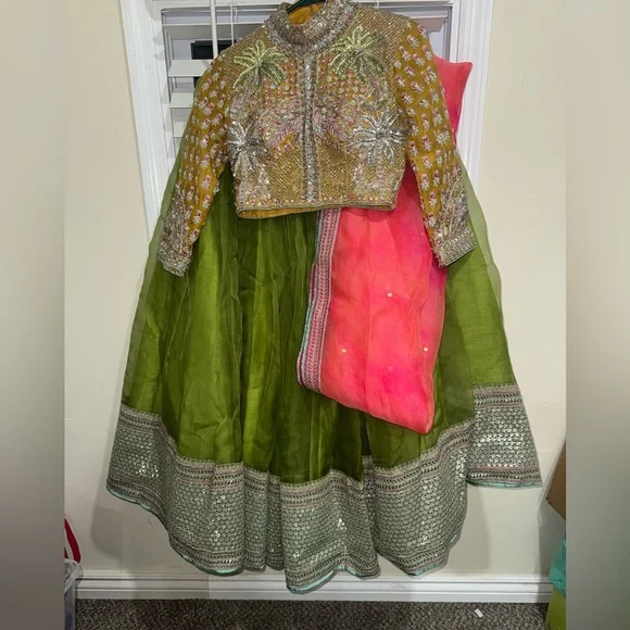 Green Skirt with Silver Accents